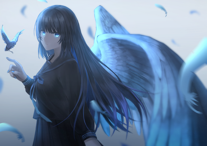 Girl with Blue Eyes and Wings