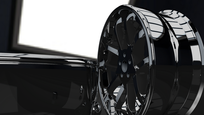 Black 3D Rendered Car Wheel