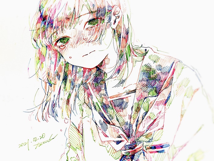 Girl with Green Eyes and Tears