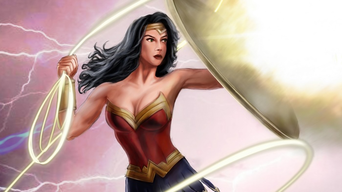 Wonder Woman with Lasso of Truth and Shield