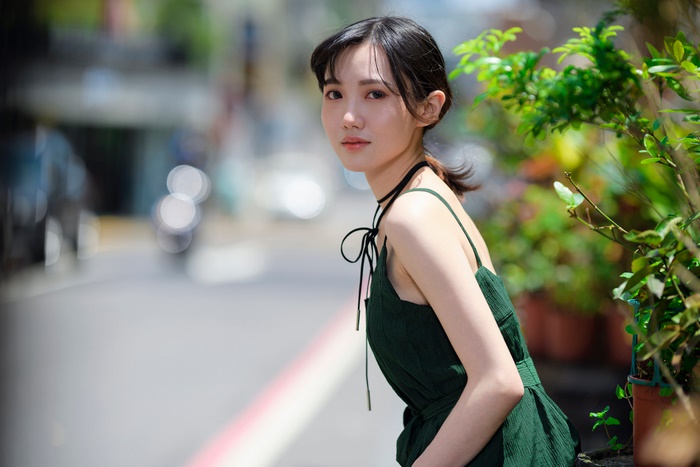 Asian Woman in Green Dress 4K Portrait