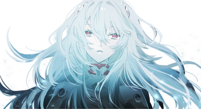 Rei Ayanami with White Hair and Red Eyes