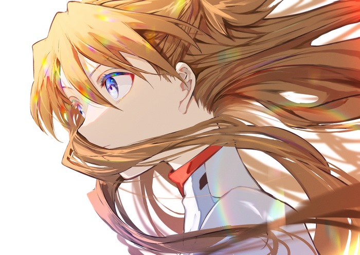 Asuka Langley Sohryu with Brown Hair and Blue Eyes