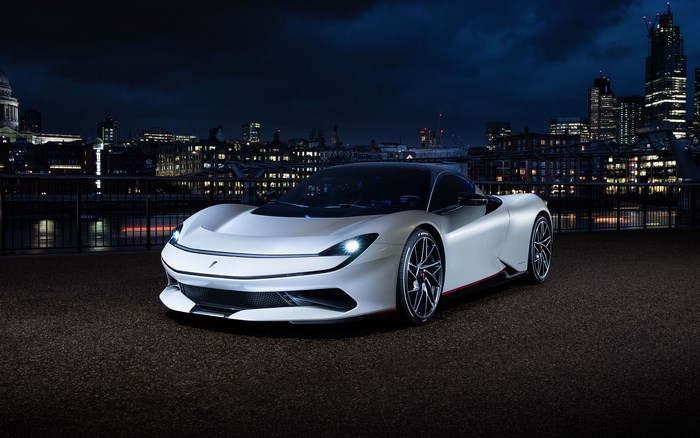 Pininfarina Battista electric sports car in London at night