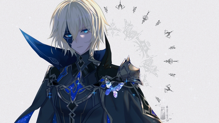 Dainsleif from Genshin Impact with blue markings