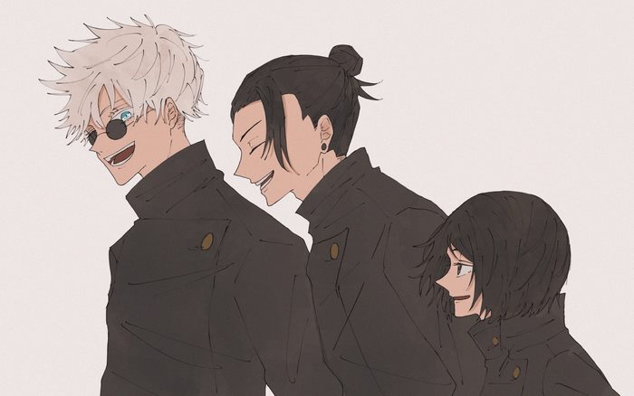 Satoru Gojo, Suguru Geto, and Shoko Ieiri