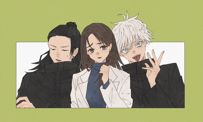 Suguru Geto, Shoko Ieiri, and Satoru Gojo