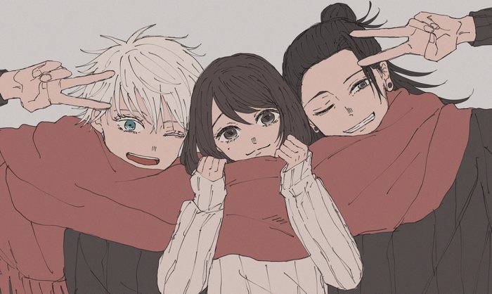 Satoru Gojo, Suguru Geto, and Shoko Ieiri