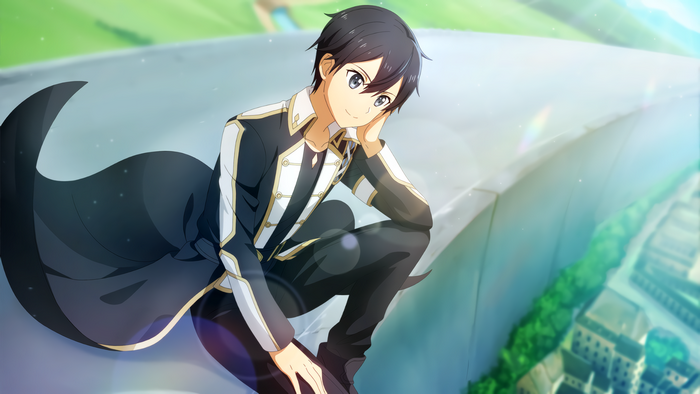 Kirito from Sword Art Online Sitting Thoughtfully