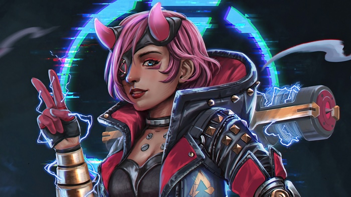Wattson from Apex Legends with pink horns