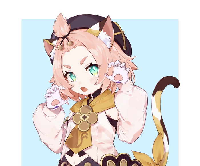 Diona from Genshin Impact with cat ears and tail