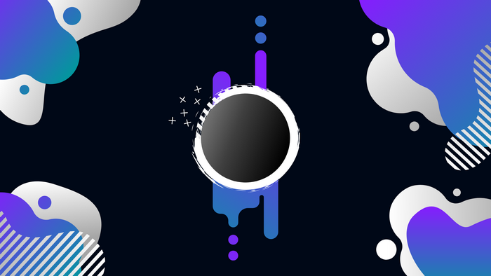 Abstract shapes with gradient colors on dark background