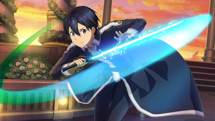 Kirito from Sword Art Online with a blue sword