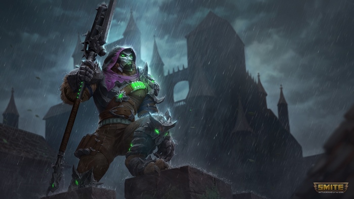 The Impaler Anhur from Smite in the rain