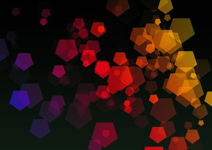 Abstract Pentagons in Red, Orange, and Purple