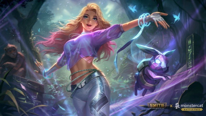 Koven Chang'e and a crystal bunny in a forest