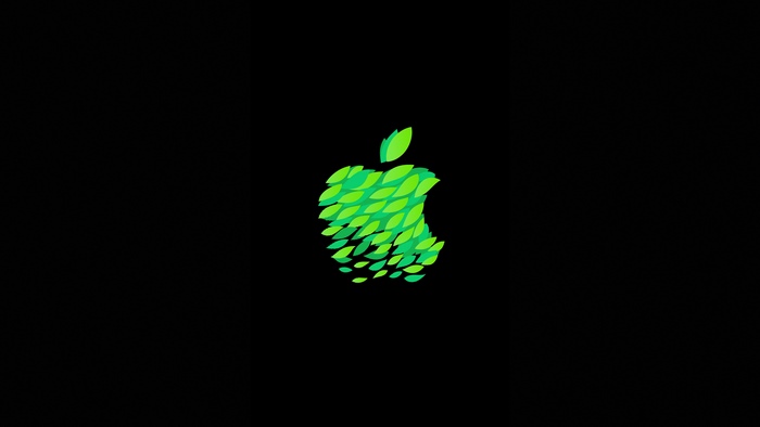 Apple 4K Logo with Green Leaves