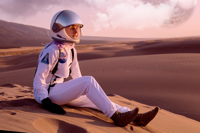 Astronaut Cosplayer in Desert Dunes