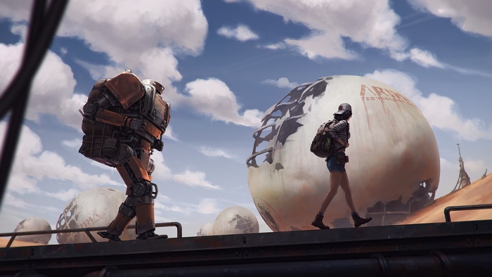 Sci Fi Robot and Girl in Post Apocalyptic World 4K