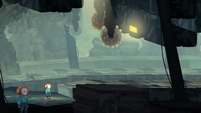 Out of Line video game characters in a mechanical environment