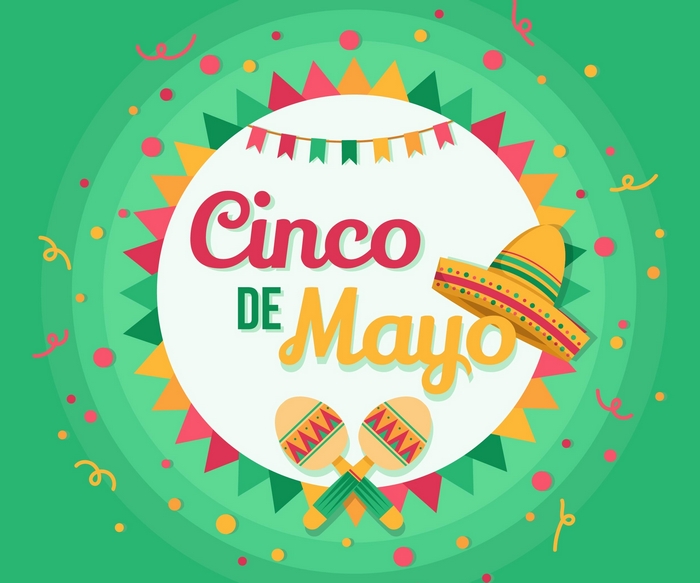 Cinco De Mayo Celebration with Sombrero and Maracas