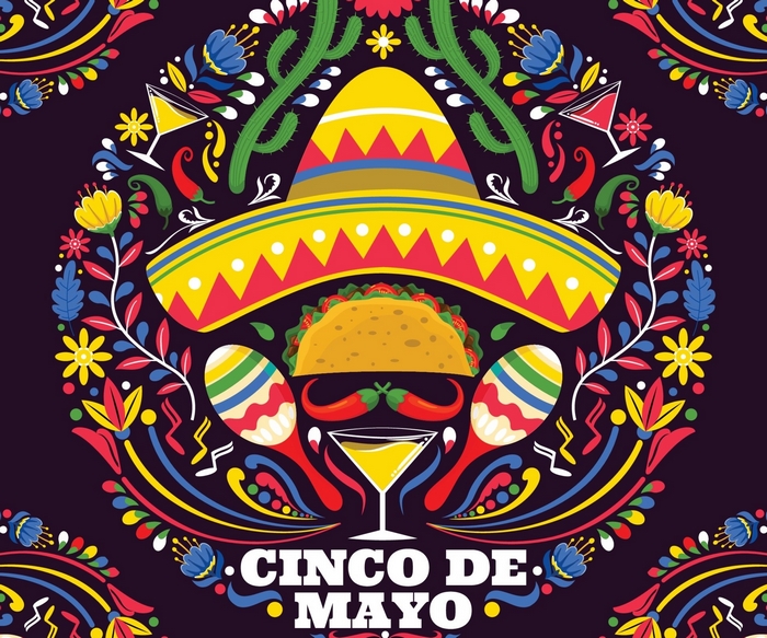 Cinco de Mayo celebration with sombrero and taco