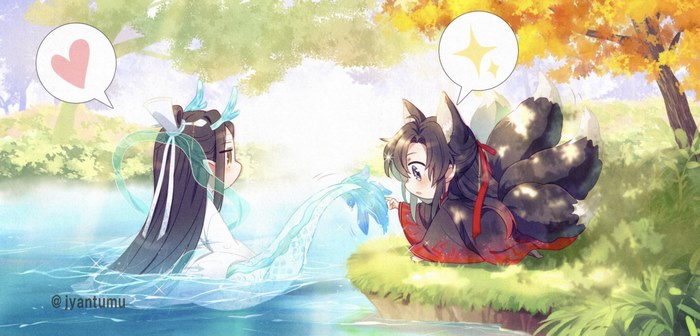 Wei Wuxian and Lan Wangji by the water