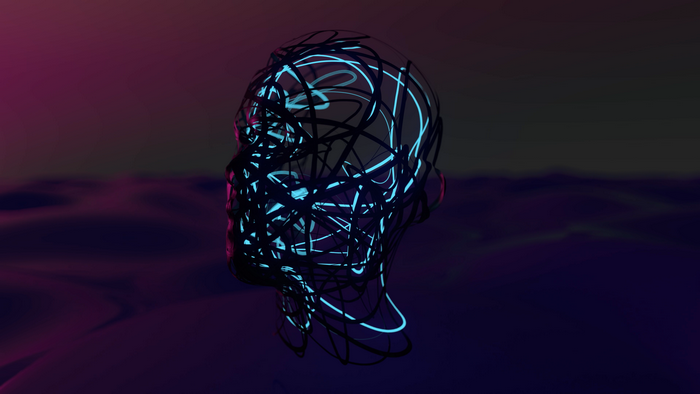 Artistic Human Head Wireframe 4K