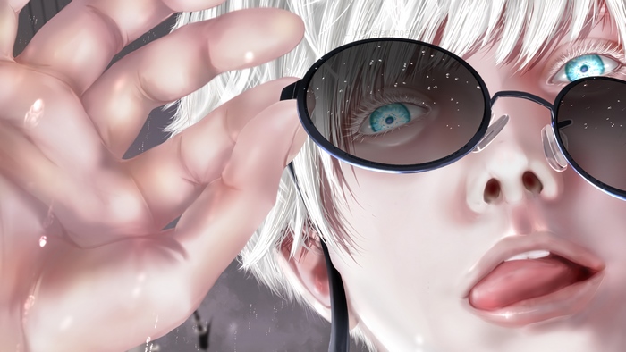 Satoru Gojo 4K with Blue Eyes and Glasses