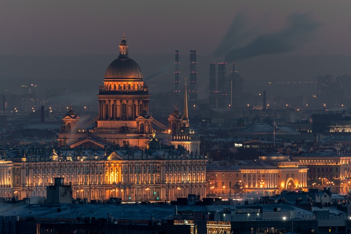 Saint Isaac's Cathedral at Night in Saint Petersburg