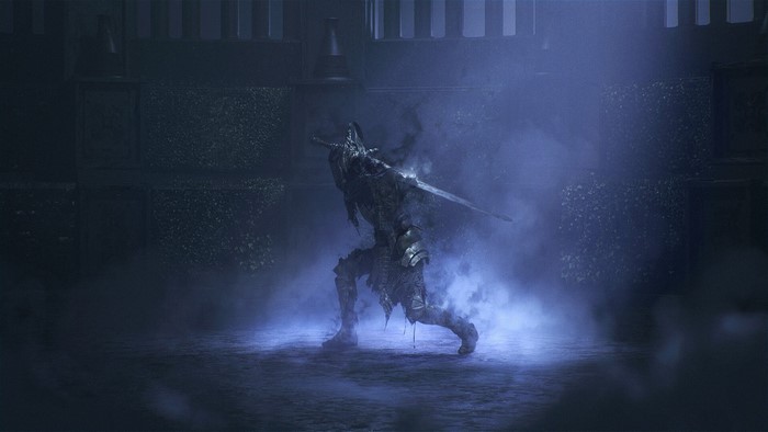 Dark Souls character in a misty environment