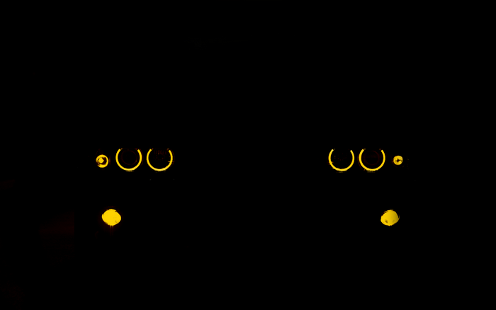 BMW car headlights at night