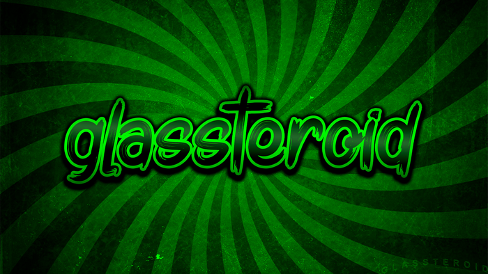 Glassteroid Text on Green Background