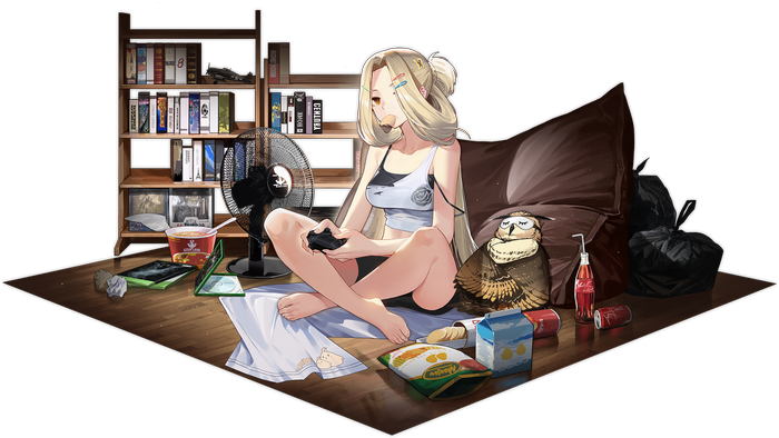 Bunker Hill playing video games in a messy room