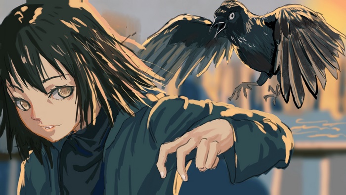 Haru Nonaka and a crow in Yesterday wo Utatte
