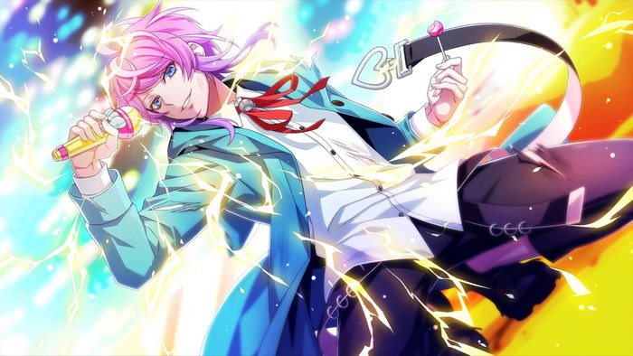 Ramuda Amemura singing with a lollipop