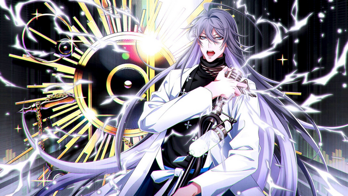 Jakurai Jinguji from Hypnosis Mic sings into a microphone