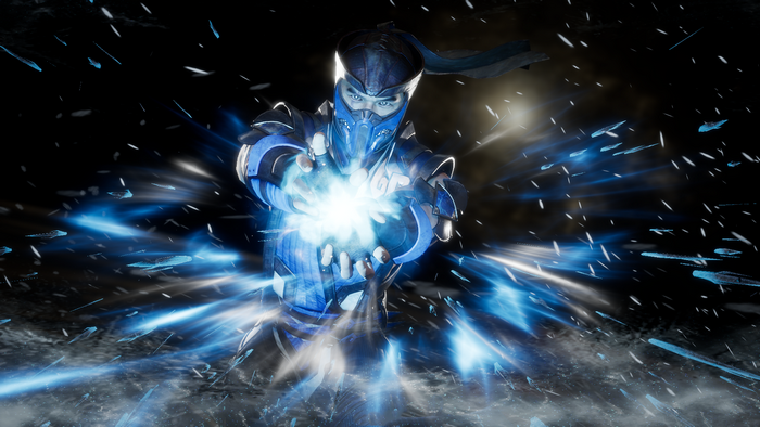 Sub-Zero from Mortal Kombat casting ice magic