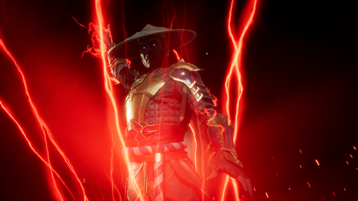 Raiden surrounded by red lightning
