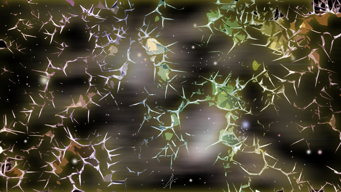 Abstract spiky patterns in outer space with stars