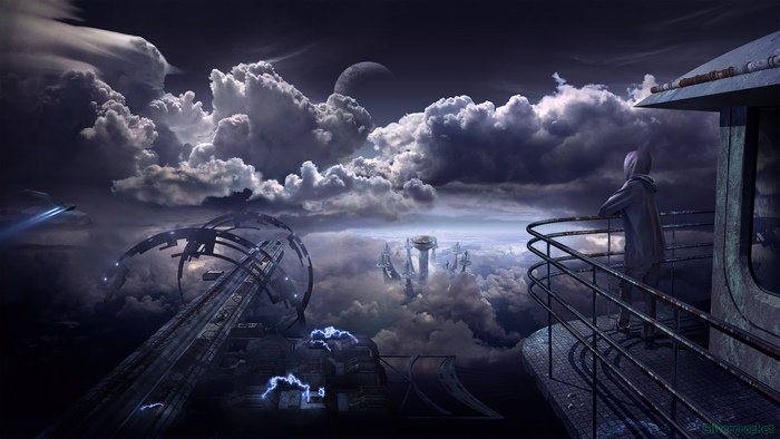 Sci Fi City 4K Above the Clouds
