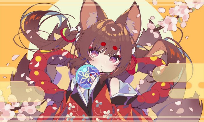 Amagi-chan (Azur Lane) holding a blue orb