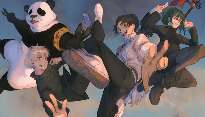 Yuta Okkotsu and Panda with Maki Zenin in 4K