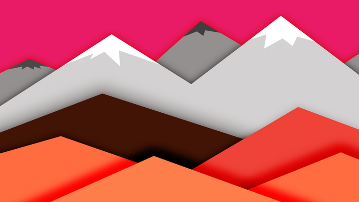 Abstract Mountain Landscape with Pink Sky