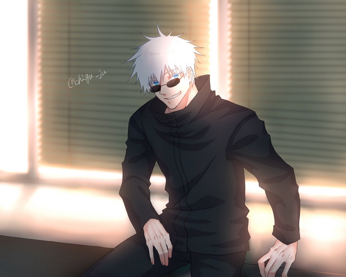Satoru Gojo from Jujutsu Kaisen wearing sunglasses
