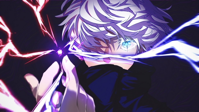 Satoru Gojo with White Hair and Blue Eyes