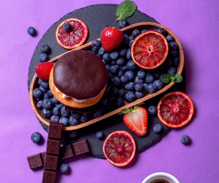 Chocolate, Blueberry, and Strawberry Still Life