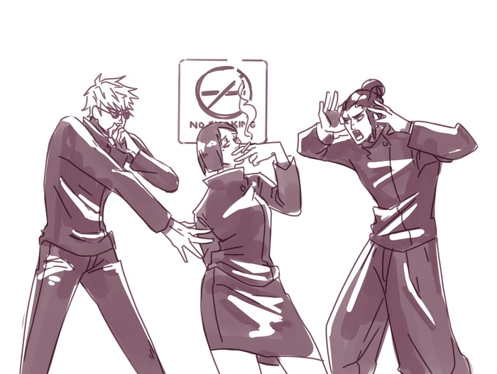 Satoru Gojo, Shoko Ieiri, and Suguru Geto