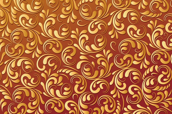 Golden floral pattern on a brown background