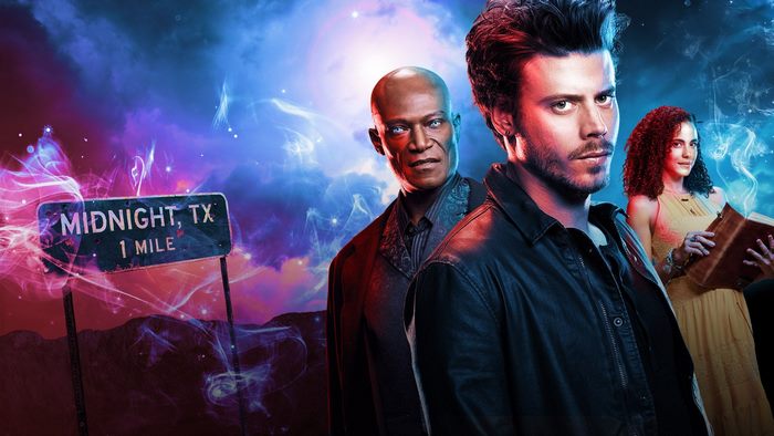 Midnight, Texas characters with a signpost
